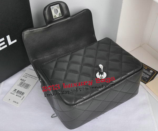 Chanel mini Classic Flap Bag Black Original Sheekskin CHA1115 Silver Chanel mini Classic Flap Bag Black Original Sheekskin CHA1115 Silver