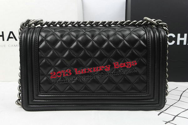 Boy Chanel Flap Shoulder Bags Black Original Sheepskin A67025 Silver Boy Chanel Flap Shoulder Bags Black Original Sheepskin A67025 Silver
