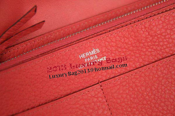 Hermes Compact Passport Holder Original Leather Wallet Light Red Hermes Compact Passport Holder Original Leather Wallet Light Red