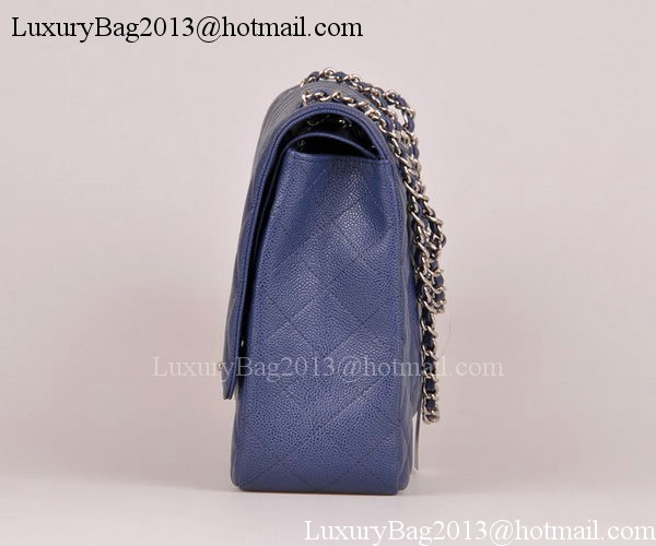 Chanel Maxi Quilted Classic Flap Bag Blue Cannage Pattern A58601 Silver Chanel Maxi Quilted Classic Flap Bag Blue Cannage Pattern A58601 Silver