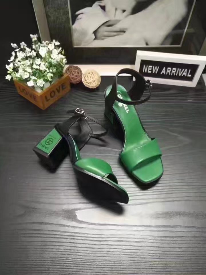 Chanel 60mm Sandal Leather CH2147 Green Chanel 60mm Sandal Leather CH2147 Green