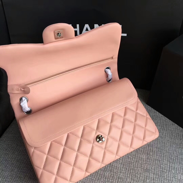 Chanel Flap Shoulder Bags Light Pink Original Lambskin Leather CF1113 Silver