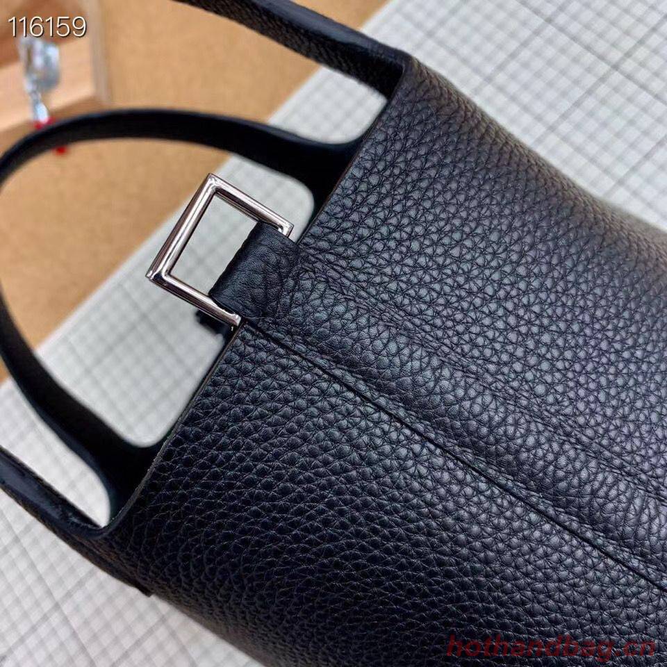 Hermes Picotin Lock 22cm Bags Original Litchi Leather HPL1048 Black Hermes Picotin Lock 22cm Bags Original Litchi Leather HPL1048 Black