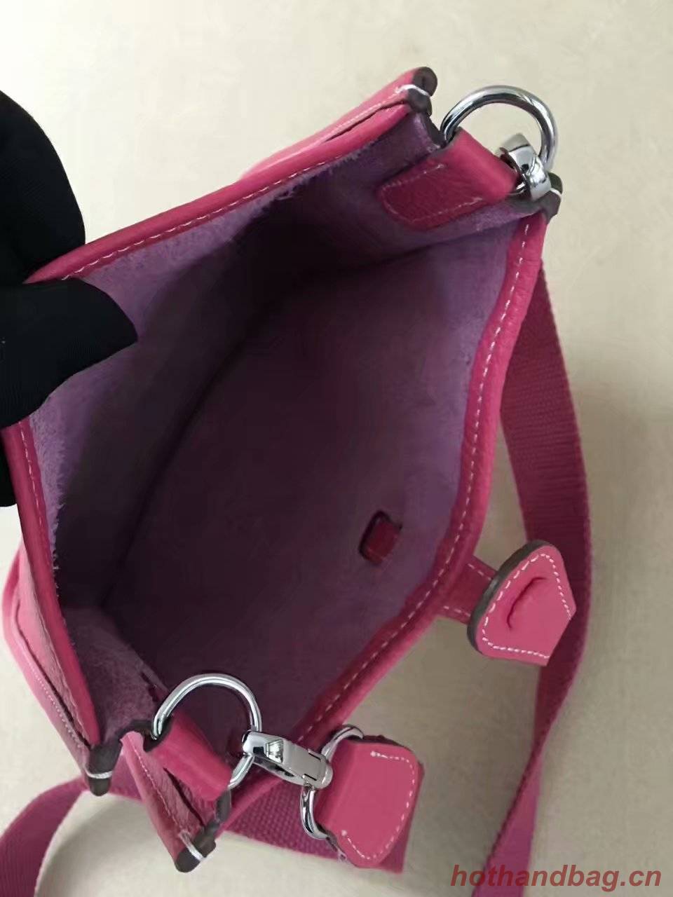 Hermes Evelyne original togo leather mini Shoulder Bag H15698 rose Hermes Evelyne original togo leather mini Shoulder Bag H15698 rose
