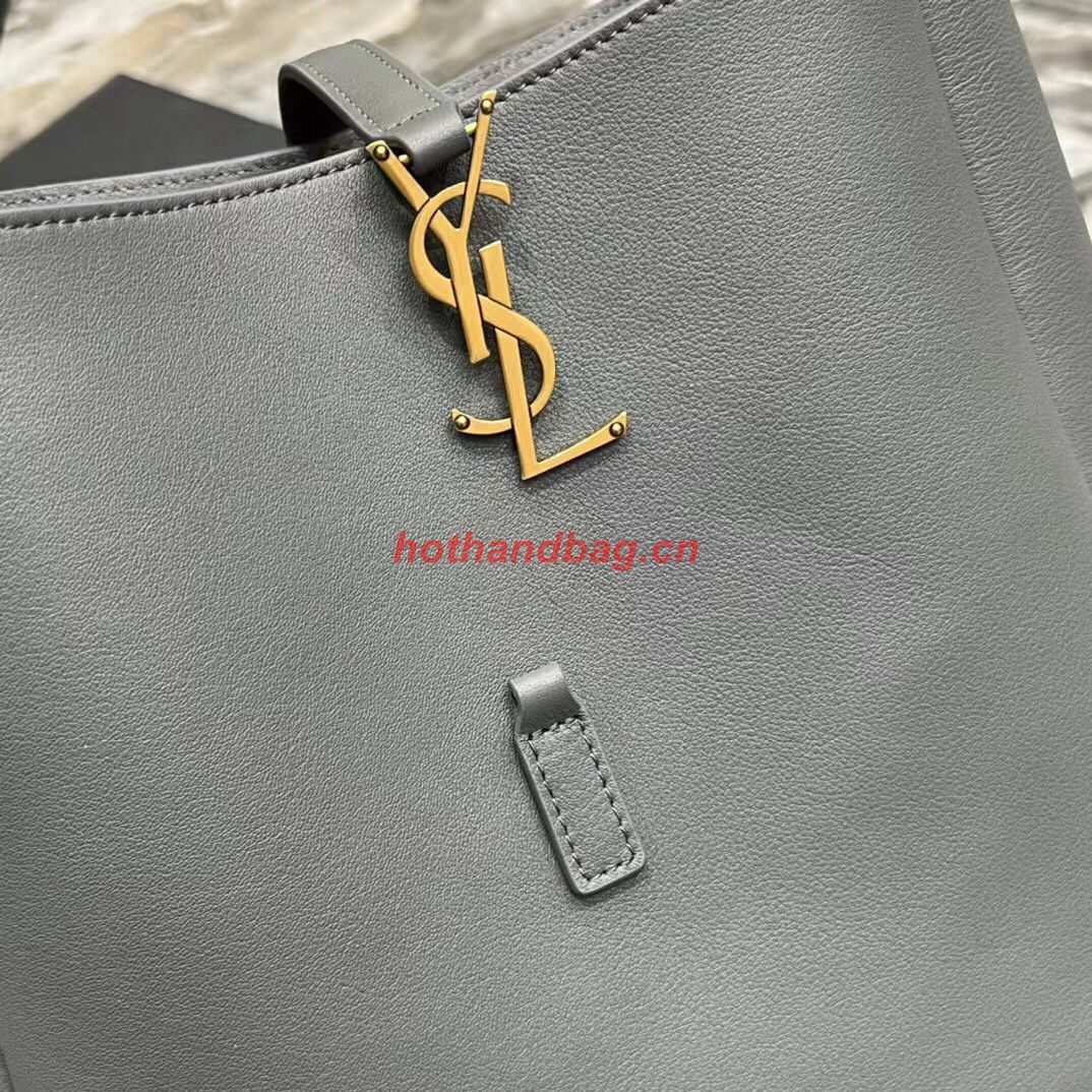 SAINT LAUREN LE 5 A 7 SOFT SMALL HOBO BAG IN SMOOTH LEATHER 713938 gray SAINT LAUREN LE 5 A 7 SOFT SMALL HOBO BAG IN SMOOTH LEATHER 713938 gray