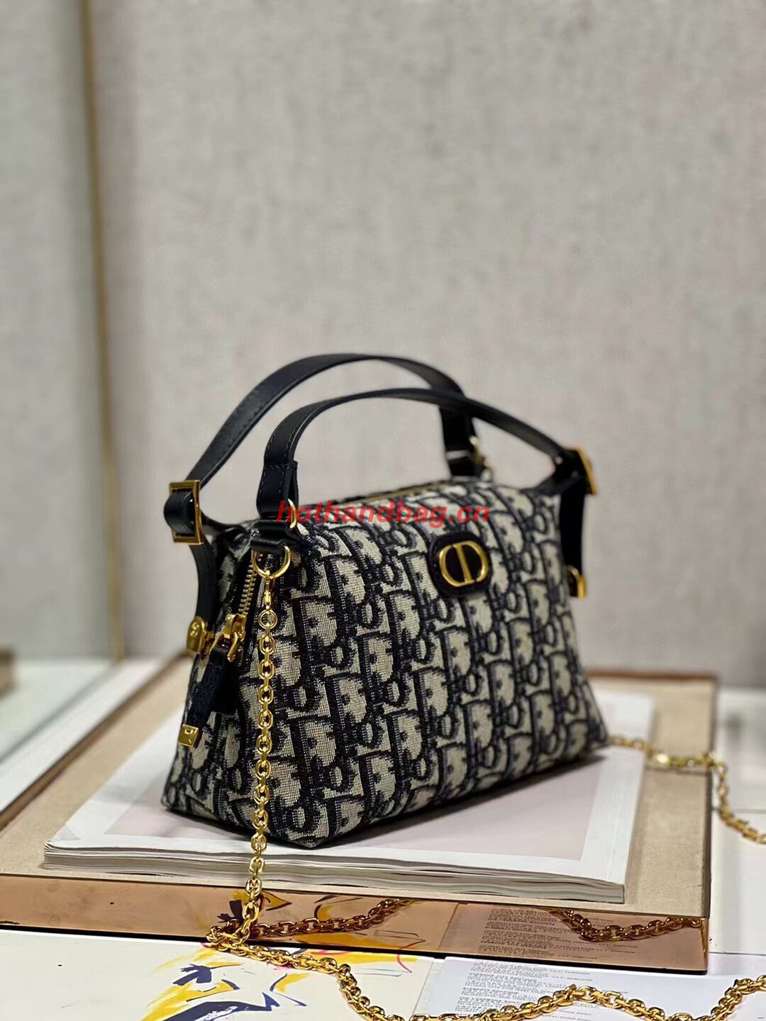 LADY DIOR TOP HANDLE SMALL BAG Blue Dior Oblique Jacquard C0655 LADY DIOR TOP HANDLE SMALL BAG Blue Dior Oblique Jacquard C0655