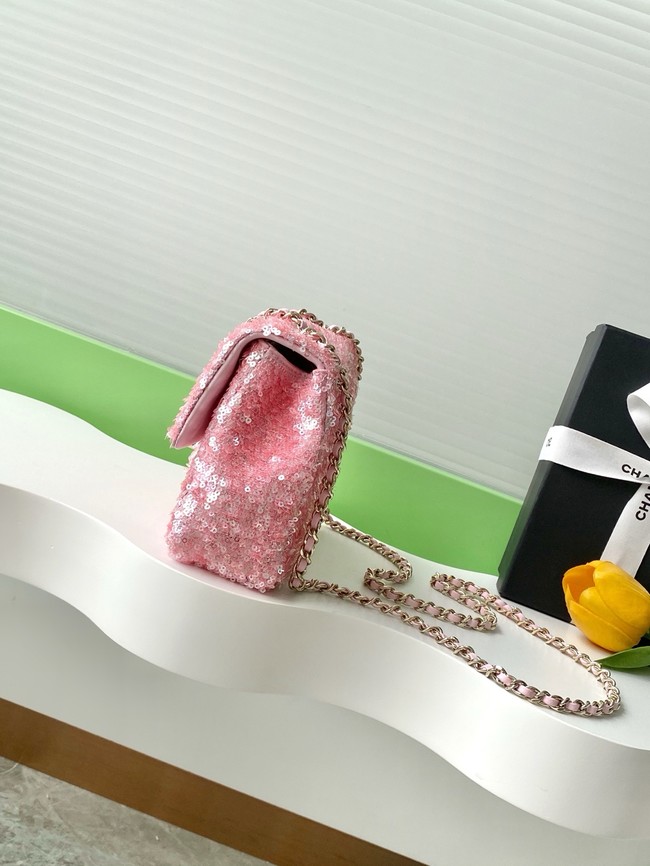 Chanel Fringed Sequins Flap Bag AS4561 pink