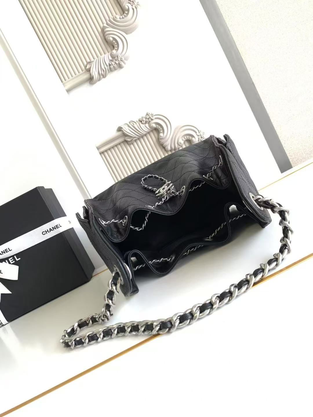 CHANEL 25 SMALL HANDBAG AS5293 Black&Silver-Tone