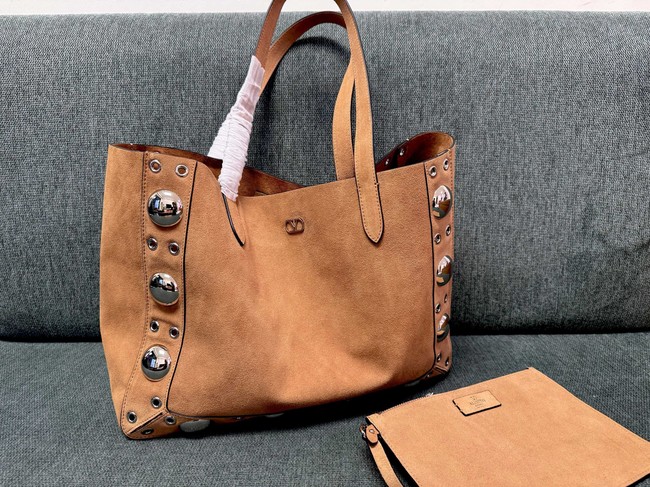 VALENTINO VLOGO velvet Shoulder Bag 3177 tan