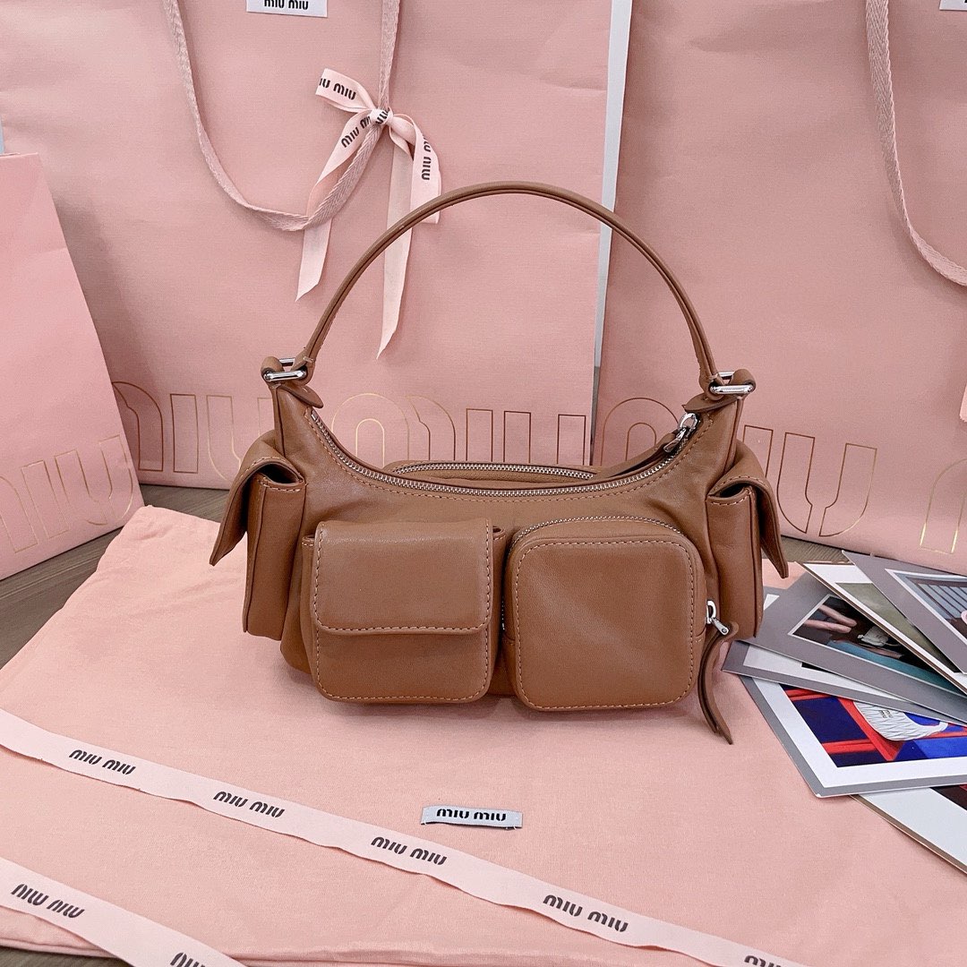 MIU MIU Original Leather Top Handle Bag 5BC146 Brown