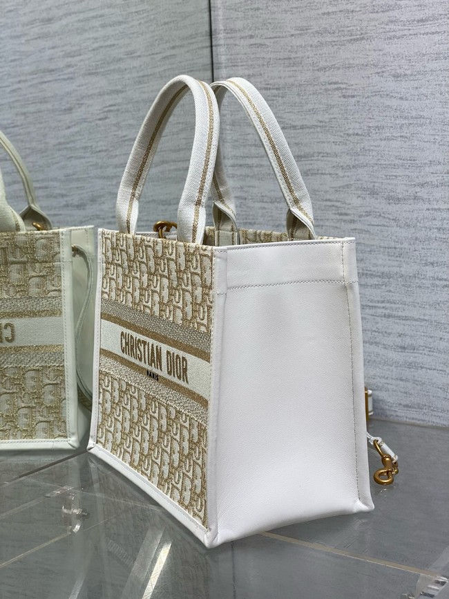 Small Dior Book Tote Dior Oblique Embroidery and Calfskin M1325CZ-2