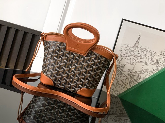 Goyard Calfskin Leather Tote Bag PM 00249 black&brown