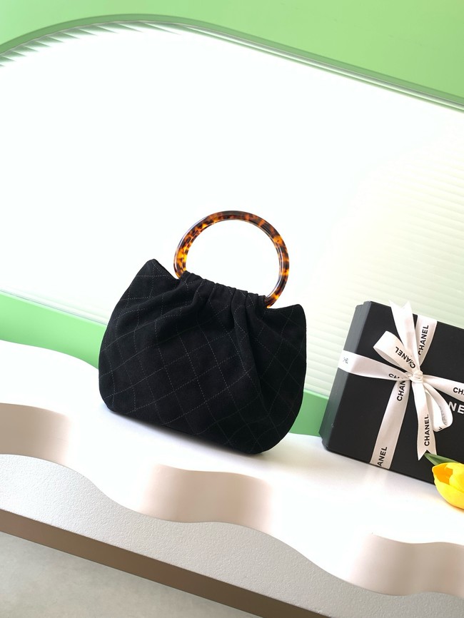 CHANEL Suede Small Hobo Bag AS6022 black