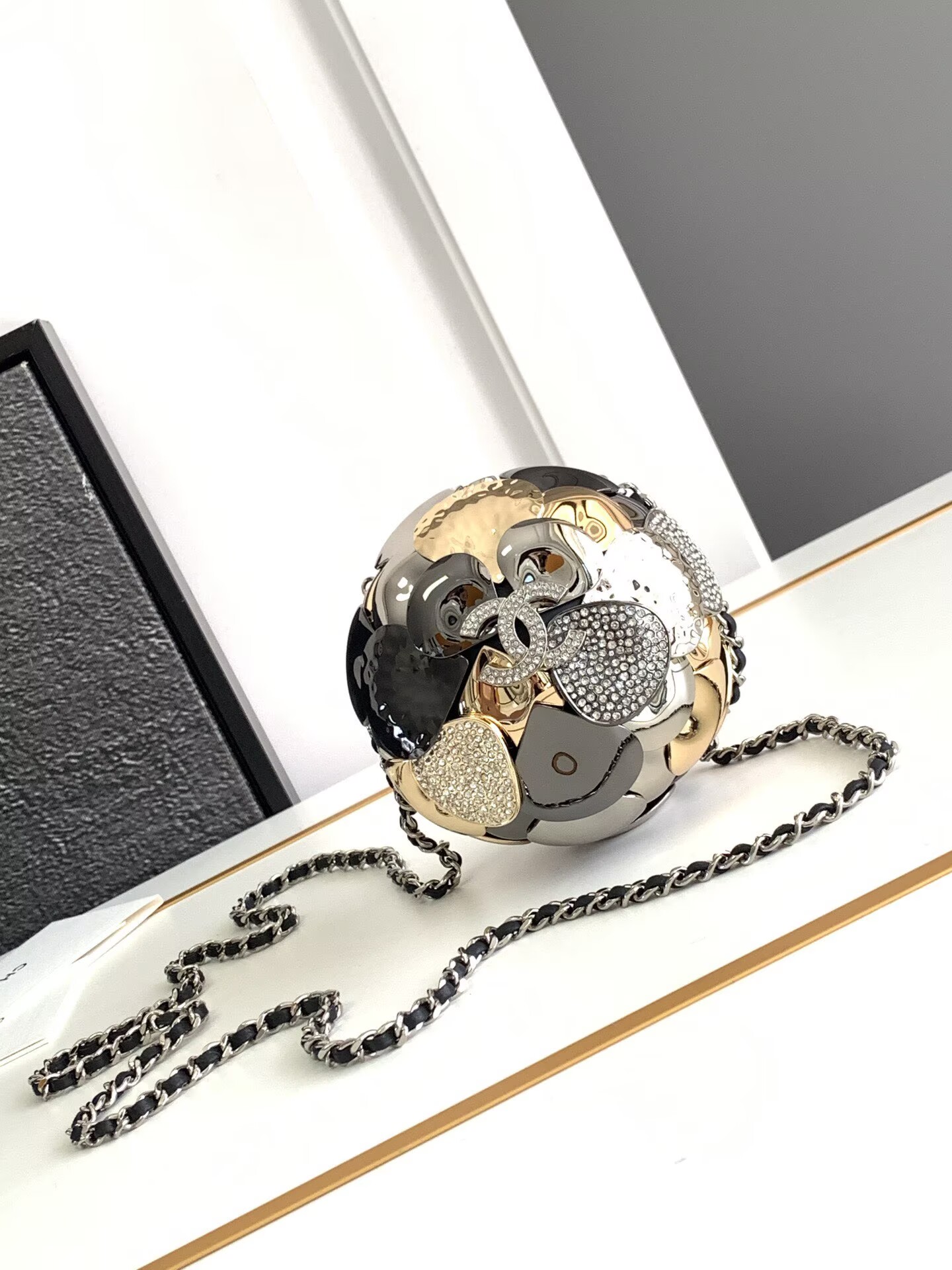 Chanel Camellia With Diamonds Mini Ball Bag 63028 Gold