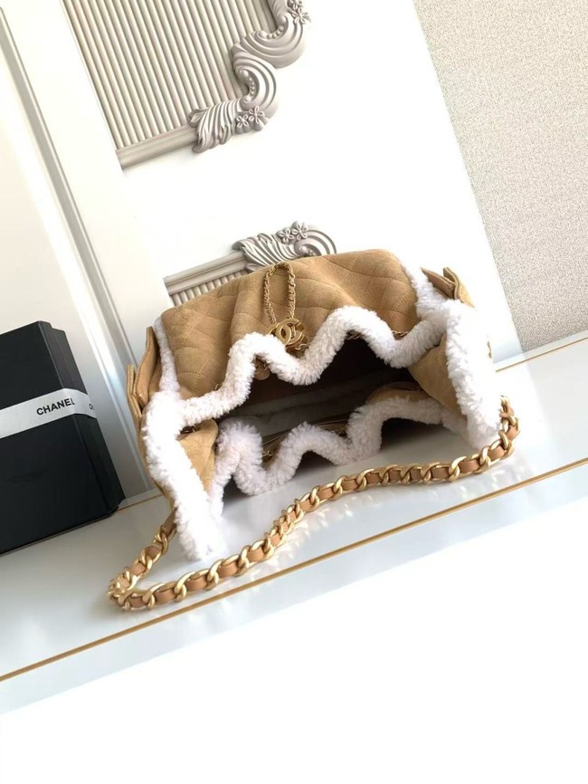 CHANEL 25 Handbag AS5293 Suede Calfskin brown