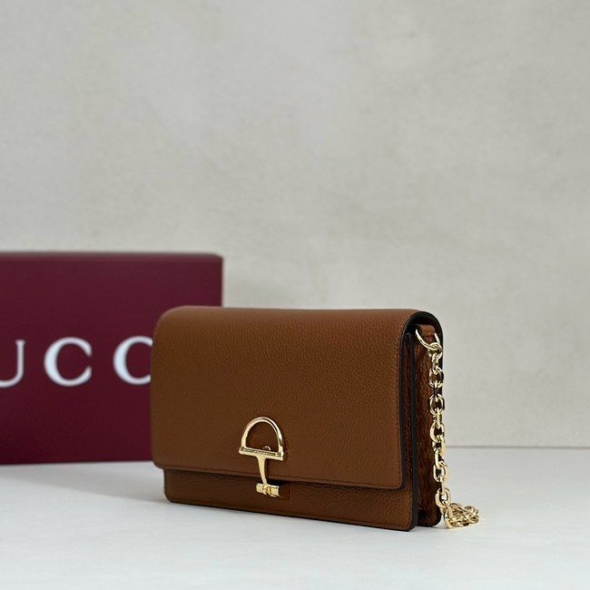 Gucci Half Horsebit wallet on chain 855654 brown