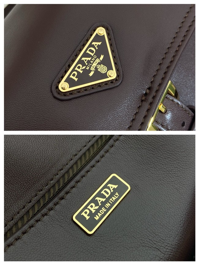 Prada Route medium leather tote bag 1BD394 wine red