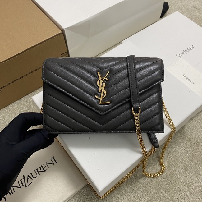 SAINT LAURENT WOC Classic Monogramme Flap Bag 441974 dark gray
