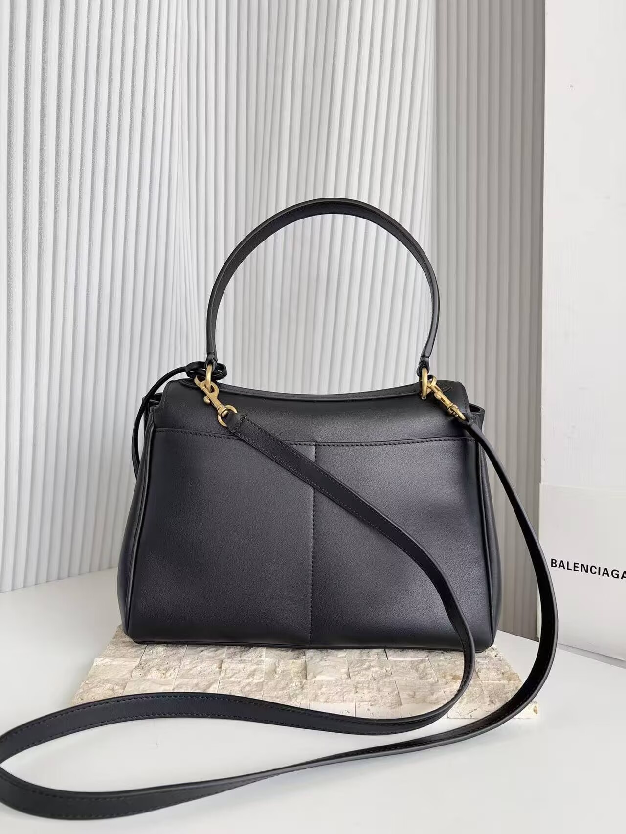 Balenciaga Rodeo Handbag Large smooth calfskin 795459 black gold-tone