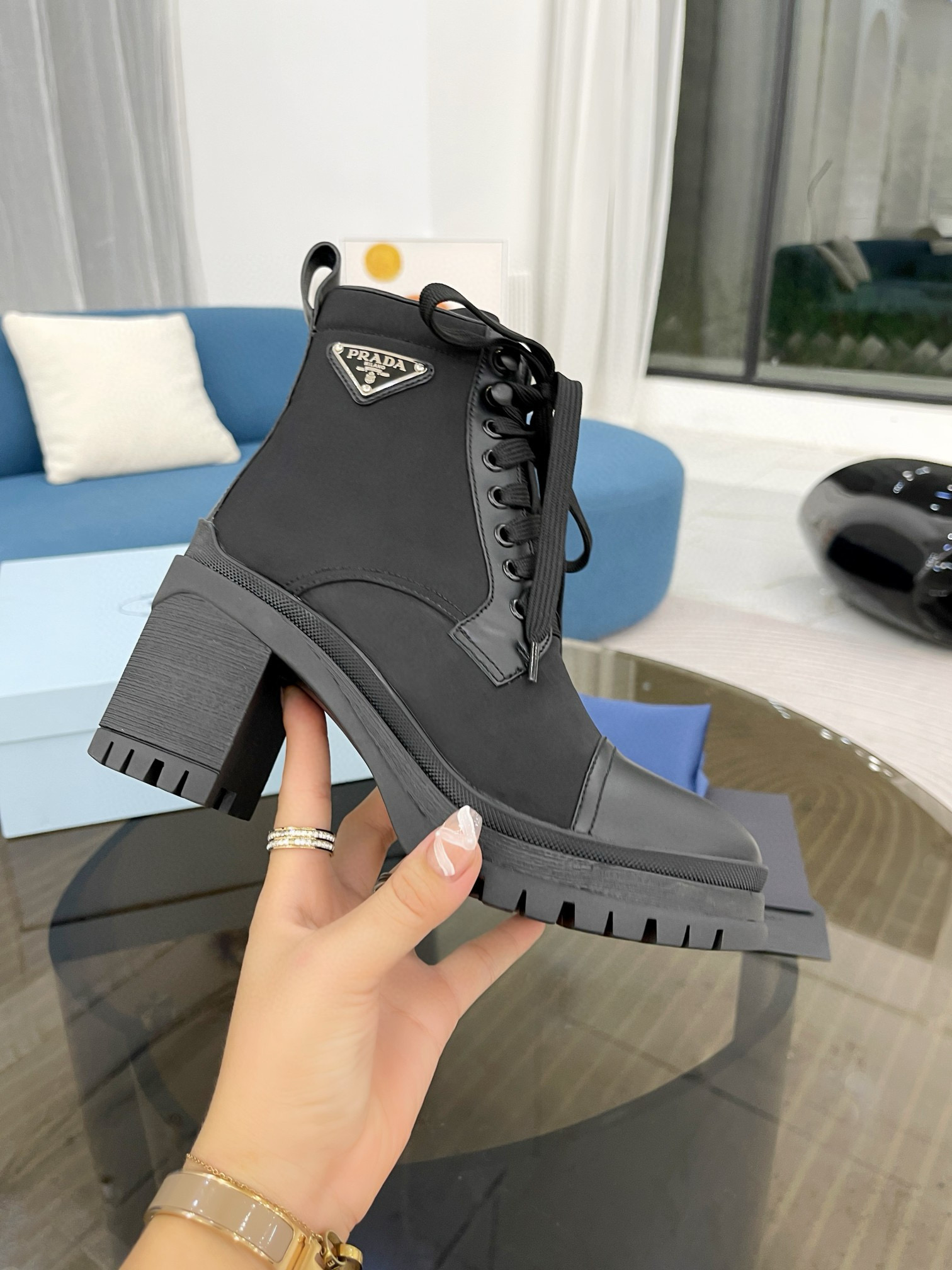Prada boots heels 7.5CM PD80210 Black 
